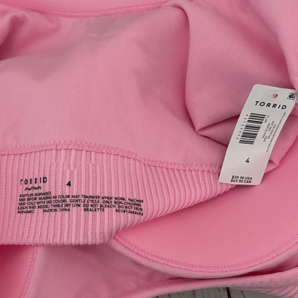 Torrid Pink Frosting Ribbed Seamless Scoop Bralette Size 4 New NWT - Picture 4 of 4